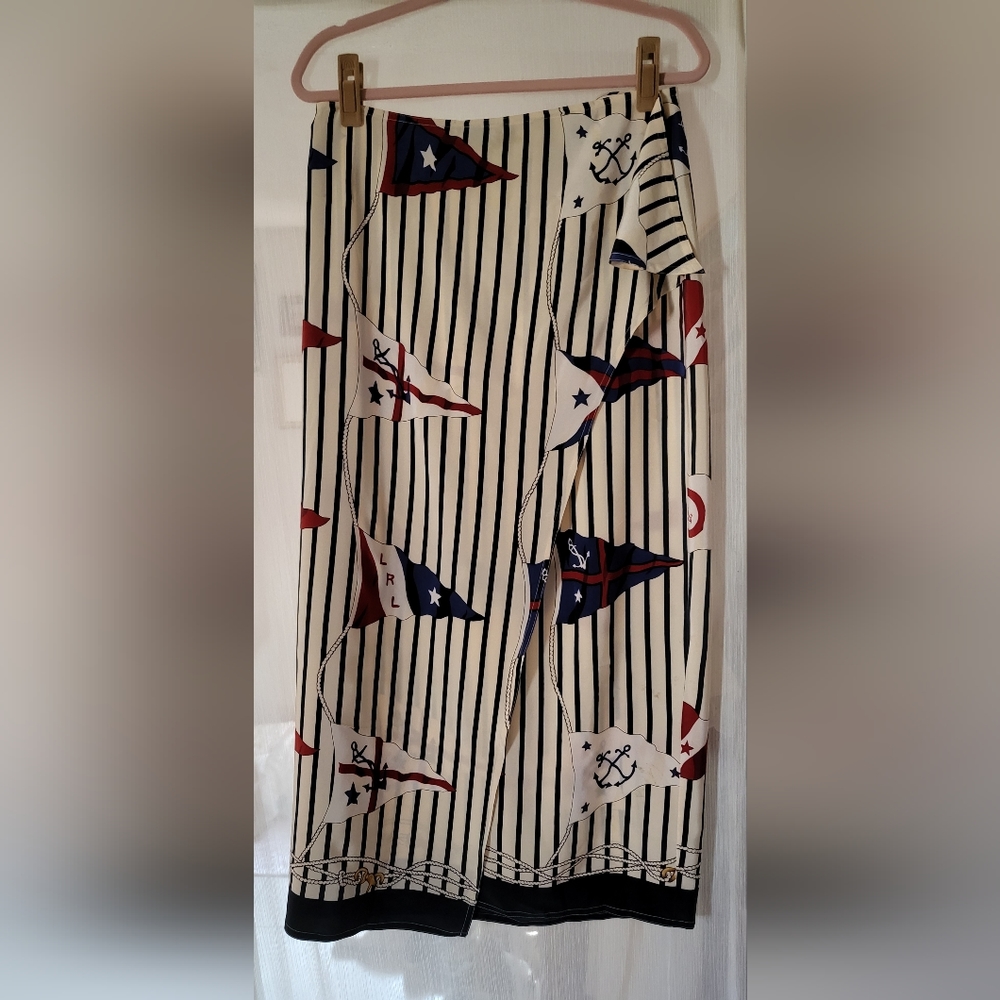 Ralph Lauren Nautical Wrap Around Silk Skirt